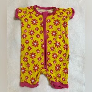 Pink & Yellow Floral Bamboo Shorty Zippy Bodysuit 0-3 months Gigi’s Closet
